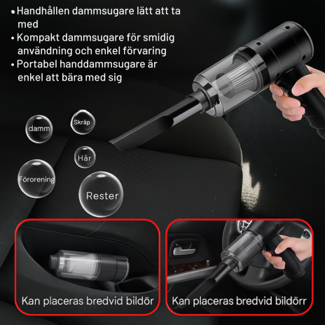 CarClean Pro – Kraftfull Bärbar Dammsugare för Bil och Hem
